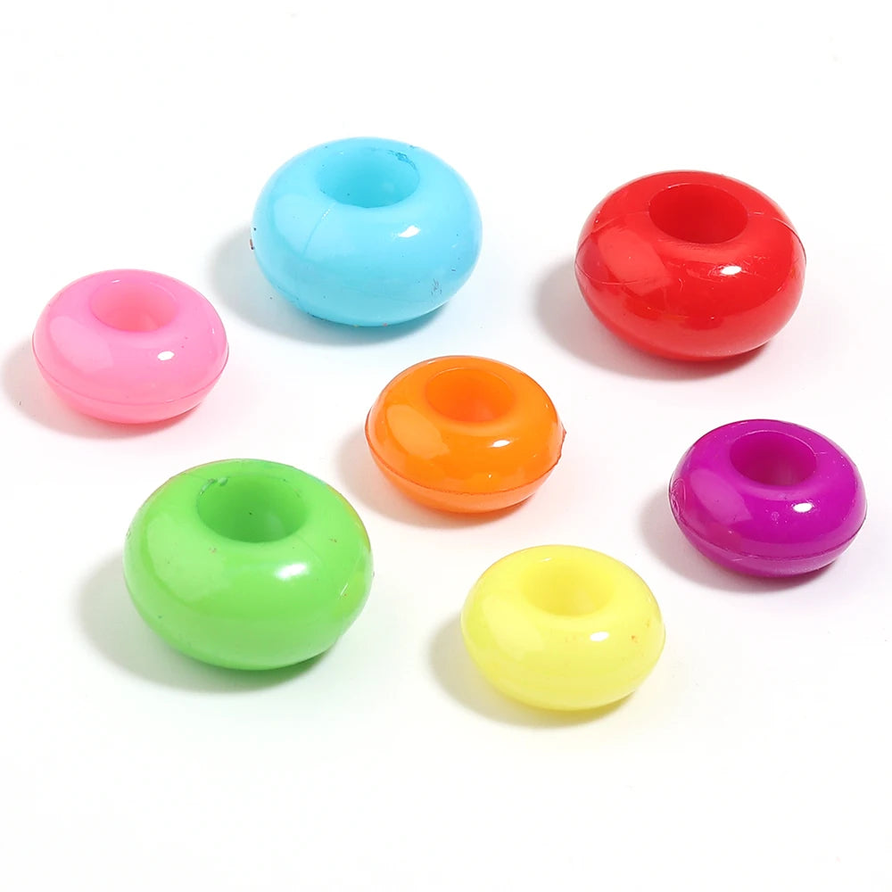 50-100pcs Abacus Acrylic Flat Round Big Hole Spacer Beads DIY Acrylic Spacer Beads PLUSH