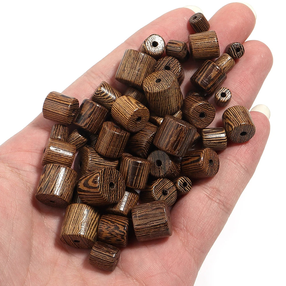 Natural Wenge Wood Cylindrical Spacer Beads 20-50pcs | DIY Jewelry Wood Spacer Beads PLUSH
