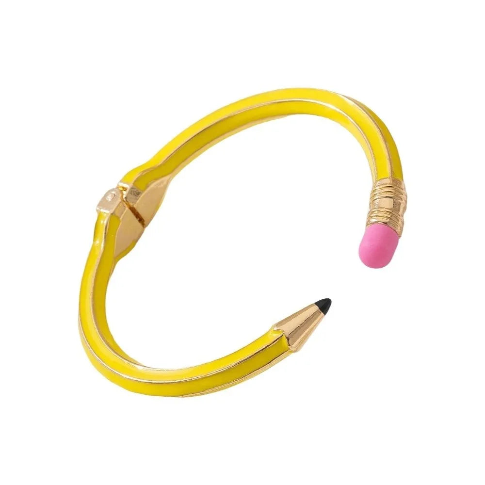 Enamel Pencil Cuff Bangle – Colorful Open Bracelet Enamel Cuff Bangle PLUSH Yellow