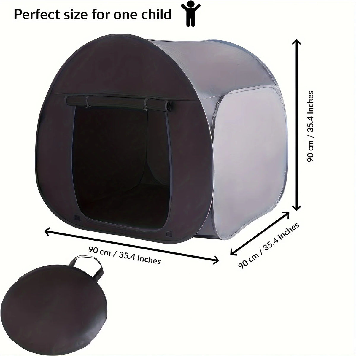 Pop-Up Blackout Sensory Tent for Kids – Calming Hideout Kids Sensory Tent PLUSH black