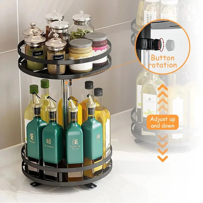 360° Rotating Spice Rack Organizer – Metal Non-Skid Tray Spice Rack Organizer PLUSH