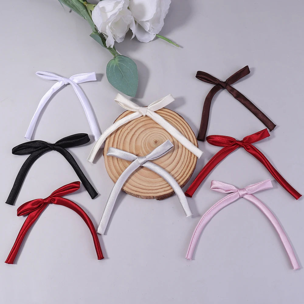 10pcs Satin Ribbon Bows 7x12cm – Colorful Bowknot Ornaments Ribbon Craft Bows PLUSH
