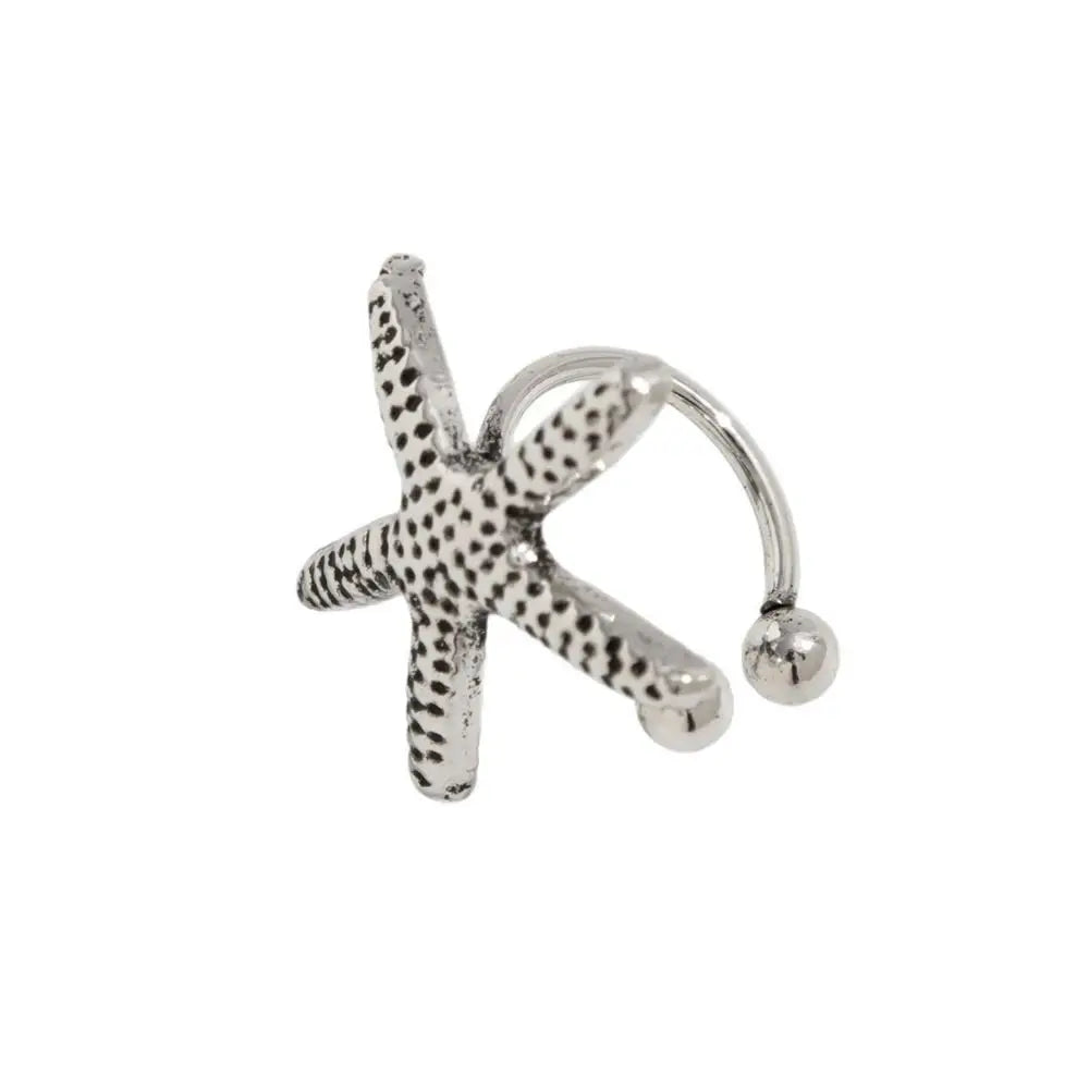 Vintage Flower C-Shape Ear Cuff – Starfish Shell Clip Earring Clip-On Ear Cuff PLUSH
