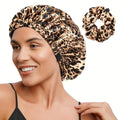 Reversible Satin Sleeping Bonnet – Adjustable Hypoallergenic Cap Satin Sleep Bonnet PLUSH Leopard