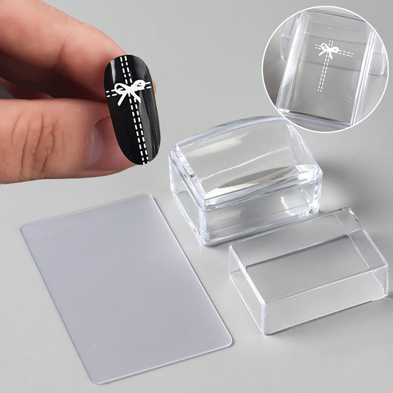 Clear Jelly Nail Art Stamper & Scraper | Rectangular Silicone Nail Art Stamper PLUSH