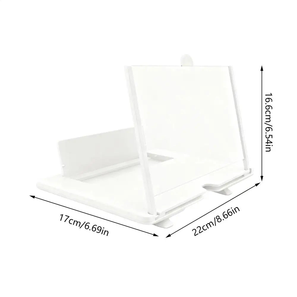 HD Phone Screen Magnifier 3-4x – Desktop Projection Stand Phone Screen Magnifier PLUSH White