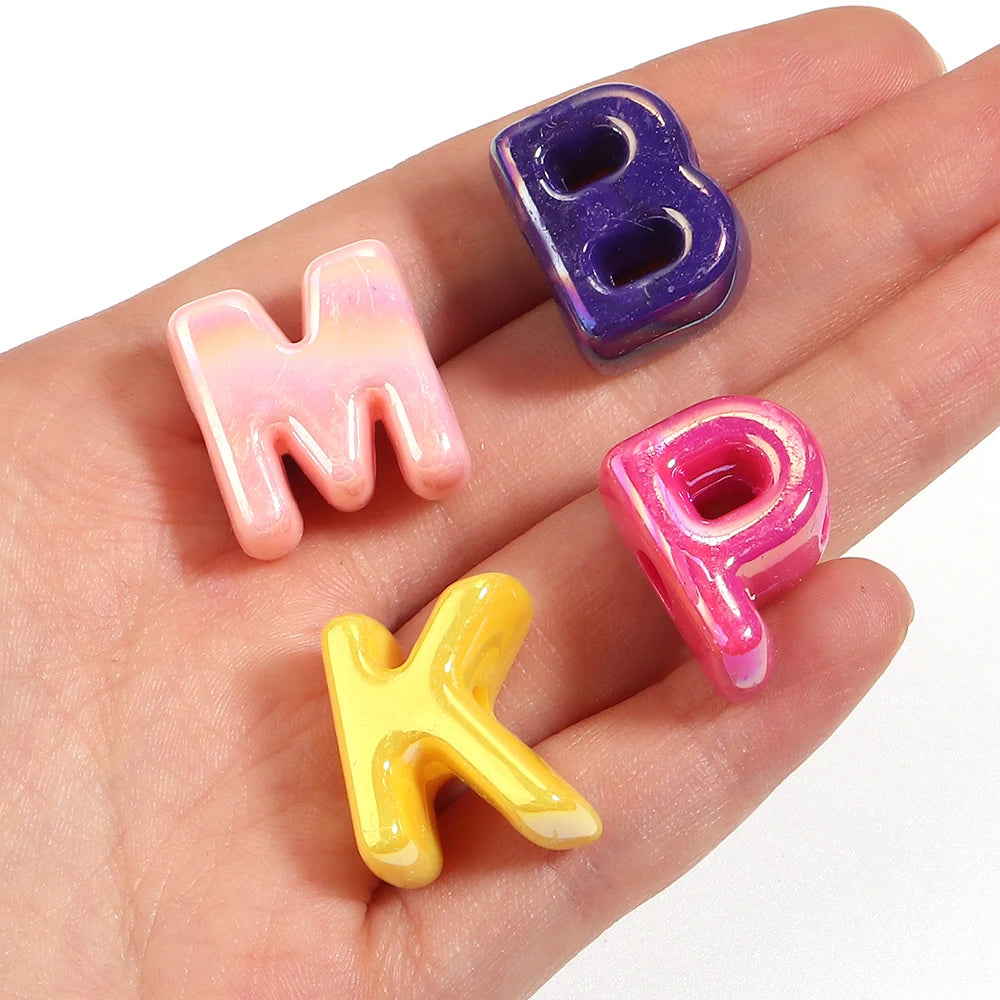 AB Iridescent Alphabet Acrylic Beads – DIY Jewelry Making Alphabet Acrylic Beads PLUSH