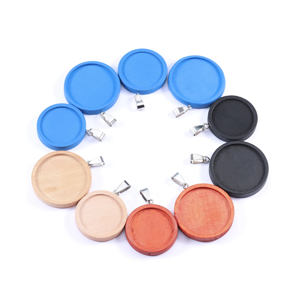 Round Wood Blank Pendant Settings 25/30mm Cabochon Base Tray Pendant Base Settings PLUSH Random Mixed 25mm 1pcs