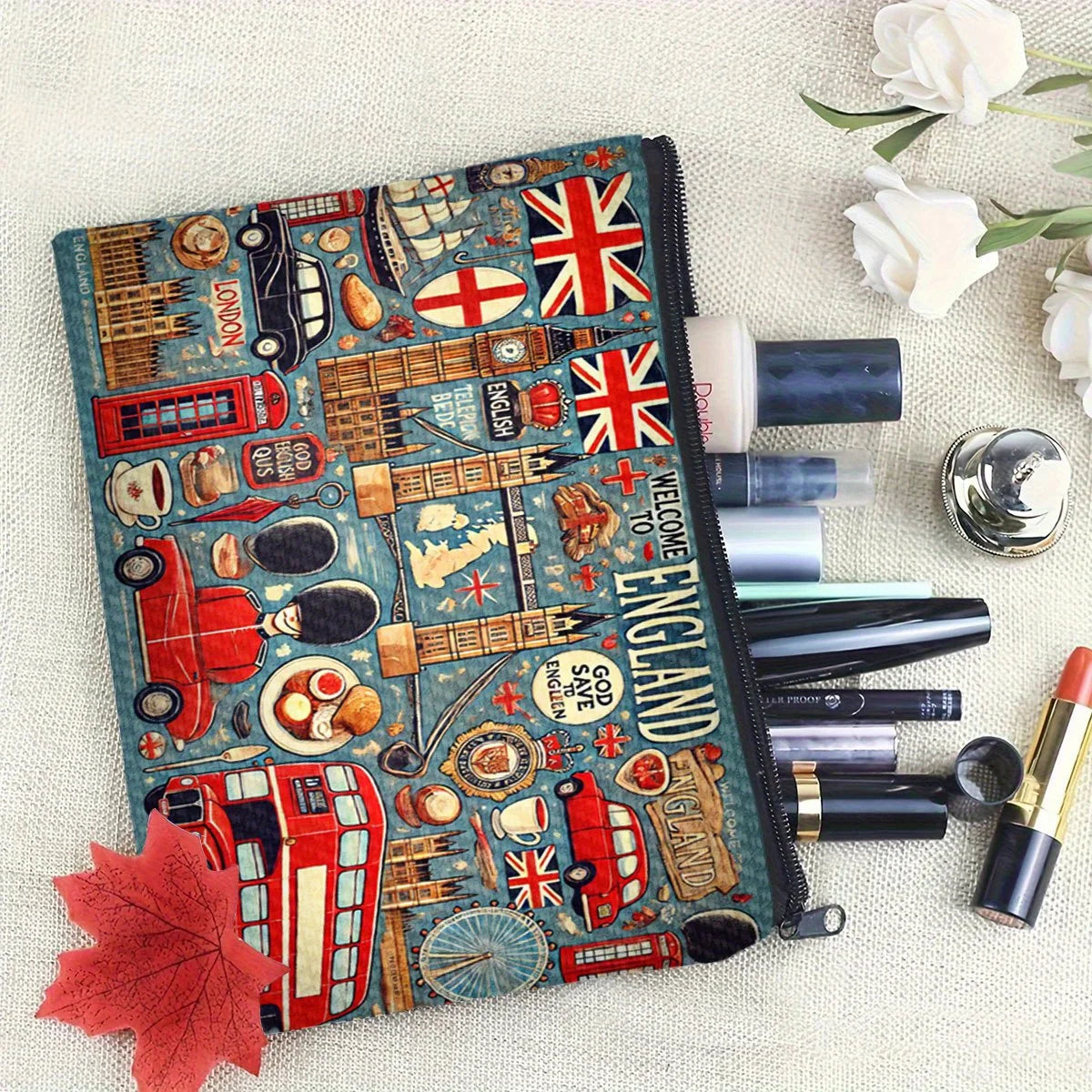 UK Landmark Makeup Bag – Women's Zipper Pouch & Jewelry Storage Makeup Zipper Pouch PLUSH