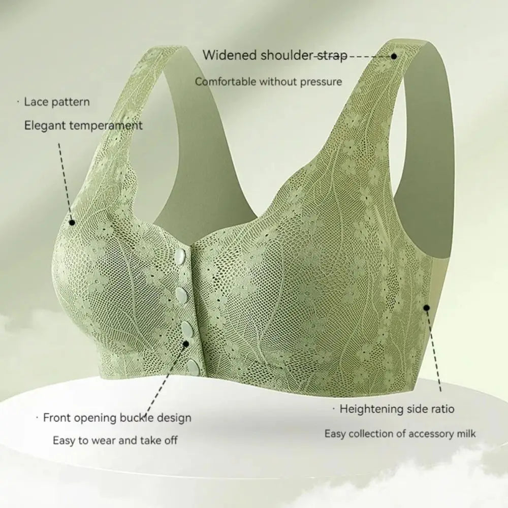 Women's Wireless Front-Close Cotton Bra – Breathable Full Cup Wireless Cotton Bra PLUSH