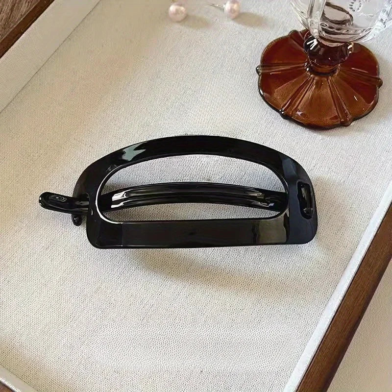 Large Oval Acrylic Hair Claw Clip – Retro Twisted Hairpin Hair Claw Clip PLUSH black XXS