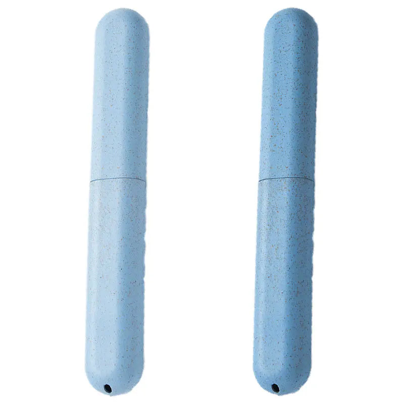 Wheat Straw Portable Toothbrush Case | Travel Protective Cover Toothbrush Travel Case PLUSH Blue