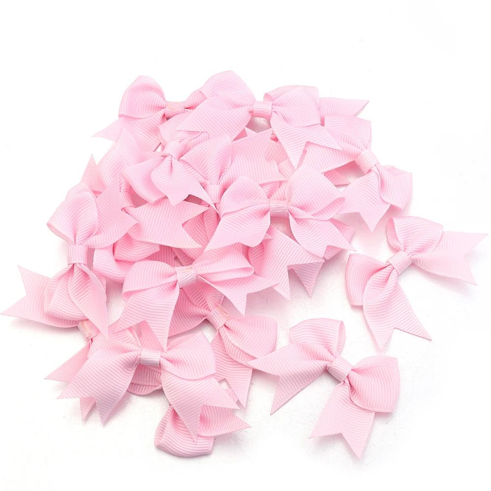20pcs 2cm Satin Ribbon Bows – Colorful DIY Craft & Party Decor Ribbon Bow Embellishments PLUSH Pink 2cm