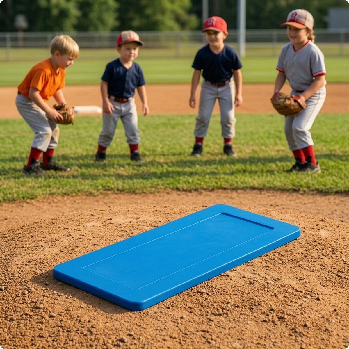 Rubber Baseball Pitcher Plate – Recessed Panel, Waterproof Pitcher Practice Plate PLUSH Blue