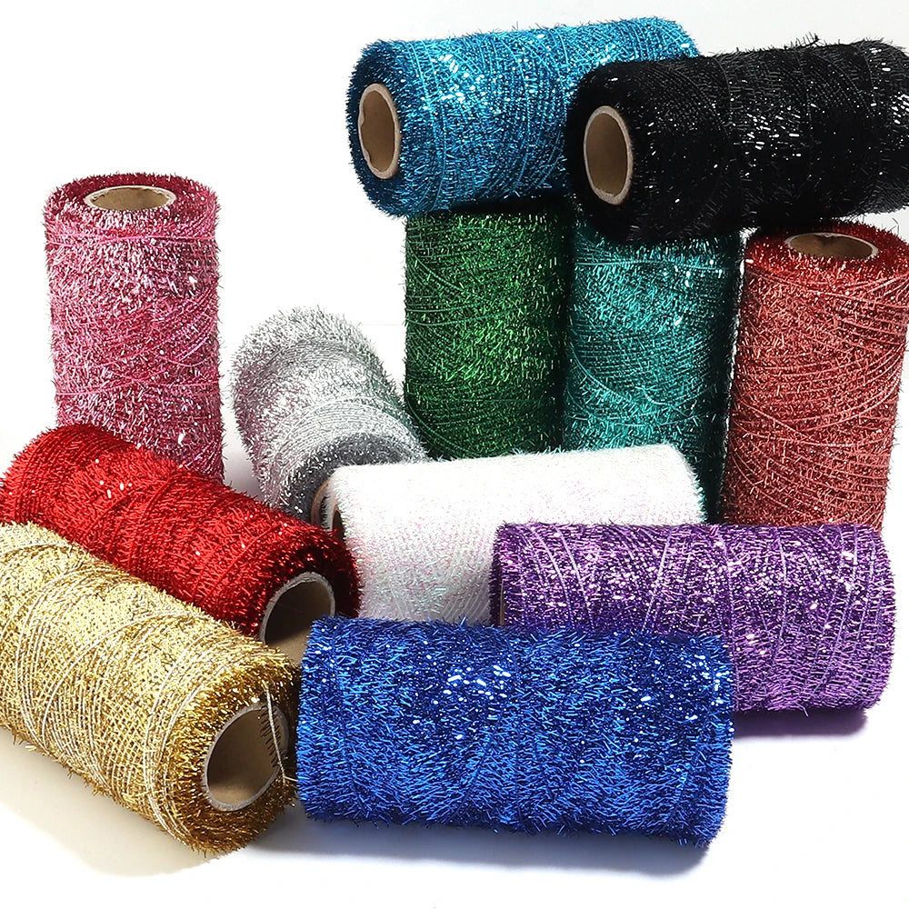 200 Yards Metallic Glitter Tinsel Yarn – DIY Gift & Craft Cord Craft Yarn Thread PLUSH
