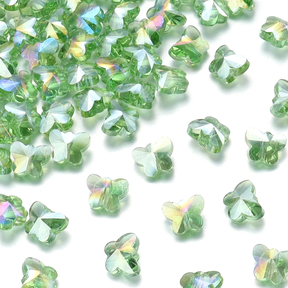 50pcs Butterfly Crystal Glass Spacer Beads – Multicolor DIY Glass Spacer Beads PLUSH Fruit Green