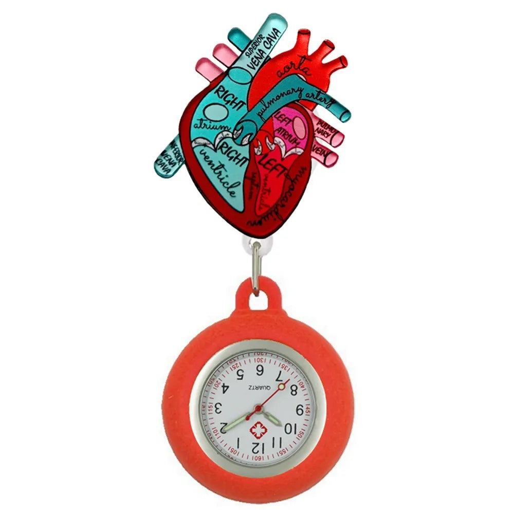 Cartoon Clip-On Nurse Fob Watch | Retractable Silicone Badge Reel Clip-On Fob Watch PLUSH D