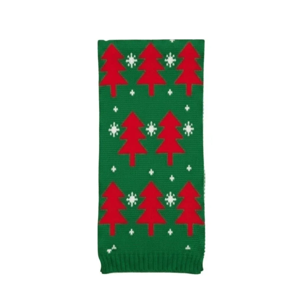 Knitted Christmas Hat & Scarf Set – Striped Snowflake Pom Holiday Knit Set PLUSH Scarf 5