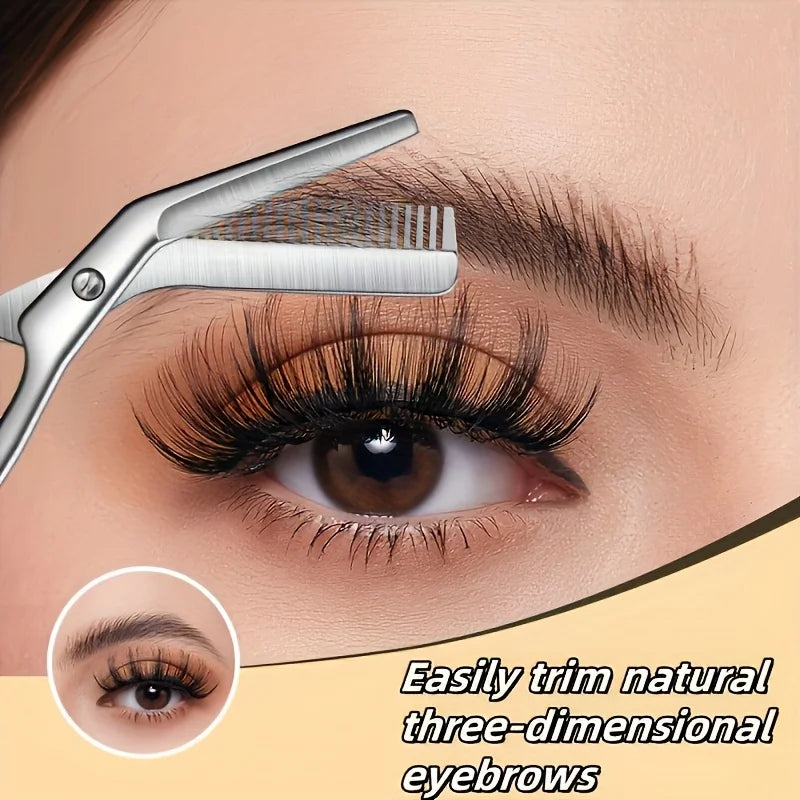 Stainless Steel Eyebrow Scissors with Comb – Beard Trimming Eyebrow Grooming Scissors PLUSH