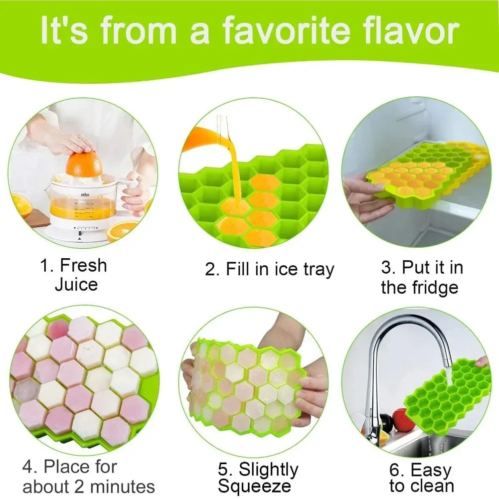 37-Cavity BPA-Free Silicone Ice Cube Tray with Lids & Popsicle Mold Silicone Ice Cube Tray PLUSH