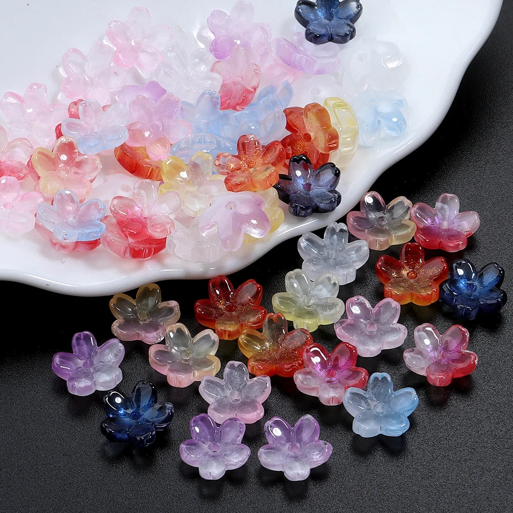 50pcs Cherry Blossom Czech Glass Spacer Beads – DIY Jewelry Glass Flower Beads PLUSH