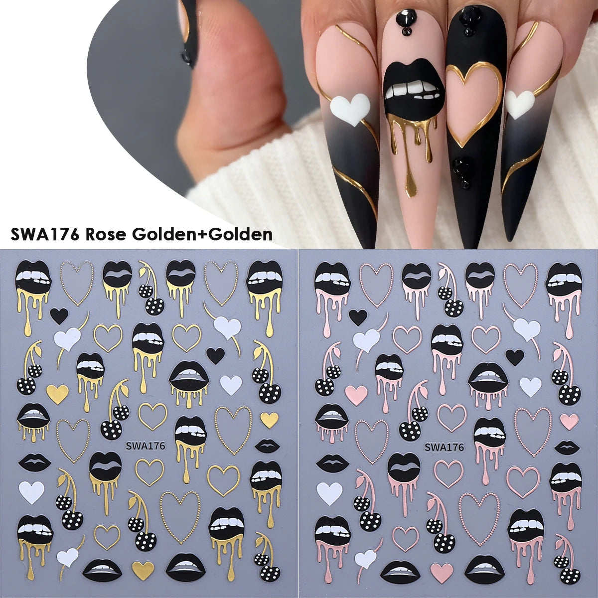 Gothic Dragon 3D Nail Decals – Dark Fantasy Bronzing Stickers 2pk Nail Art Stickers PLUSH SWA176 2color