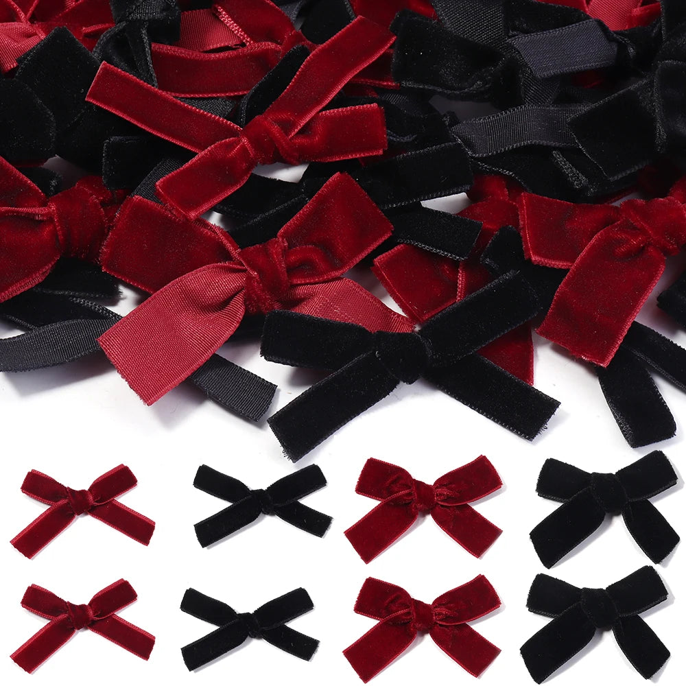 10pcs Velvet Bowknot Bows – DIY Jewelry & Christmas Decor Velvet Craft Bows PLUSH