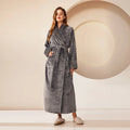 Plush Coral Velvet Bathrobe – Thick Long Robe Men & Women Plush Bathrobe PLUSH Grey women style M