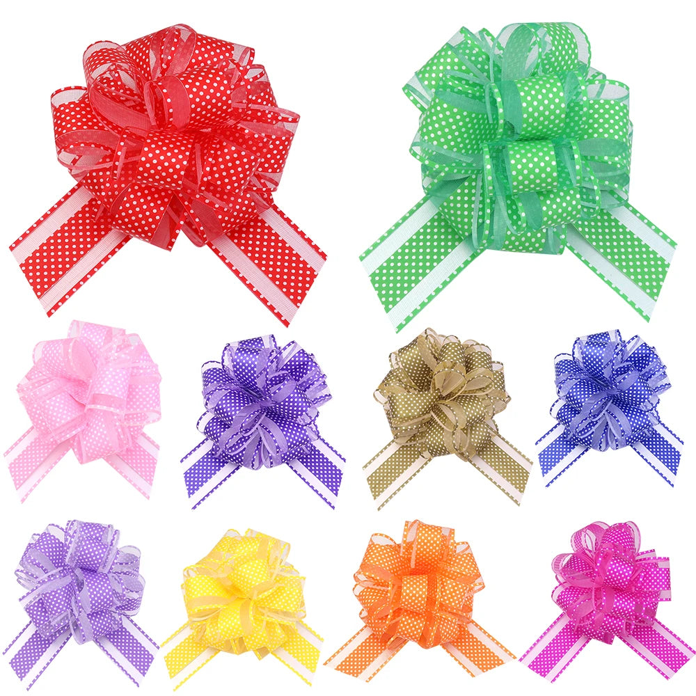 2pcs Polka Dot Pull Bow Ribbons 15cm – Gift Wrap Decoration Gift Wrap Bow PLUSH