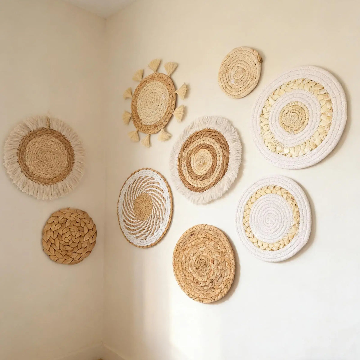 9-Piece Bohemian Handwoven Basket Wall Decor | Farmhouse Set Woven Wall Decor PLUSH