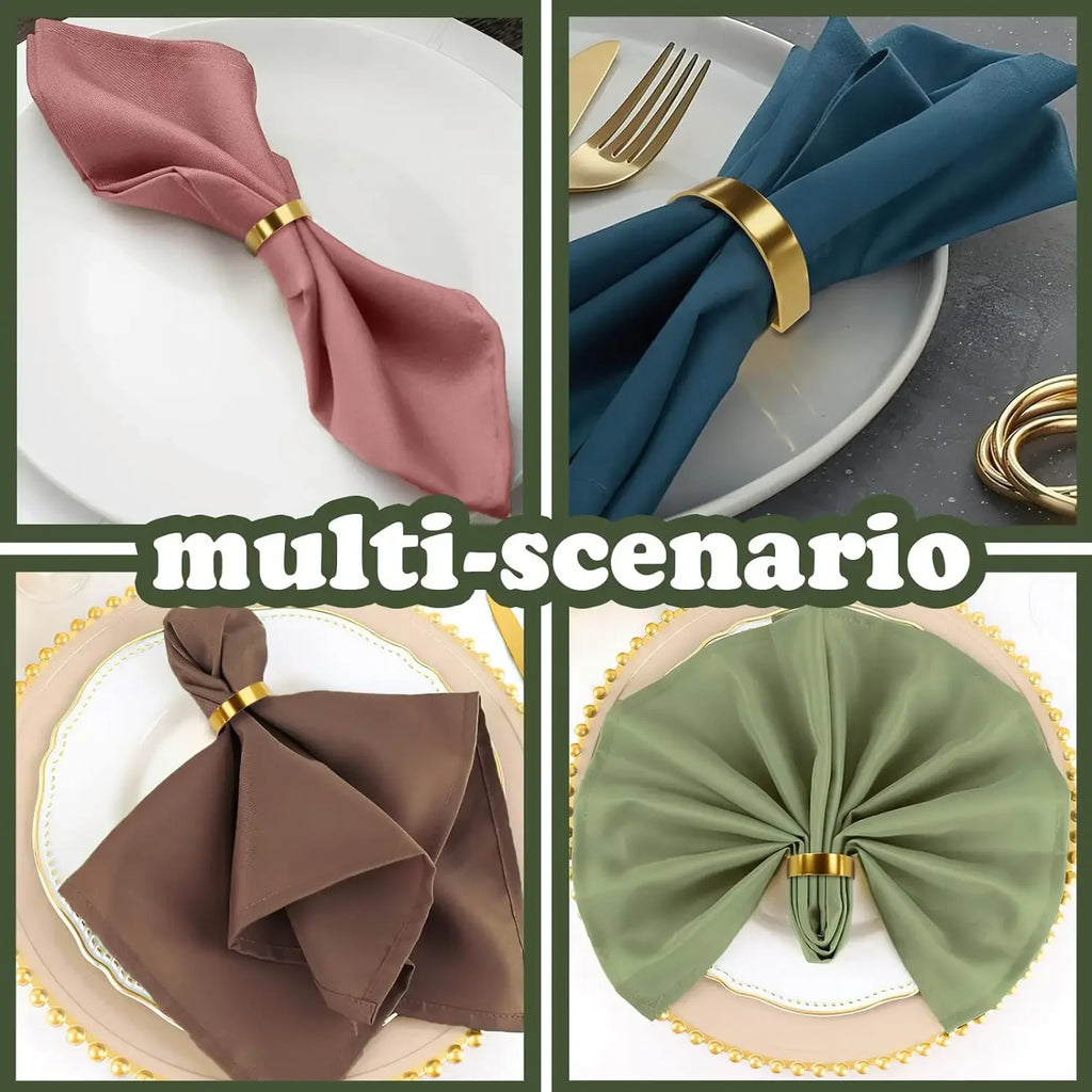 Brushed Gold Cuff Napkin Rings | Wedding & Banquet Table Décor Napkin Rings PLUSH