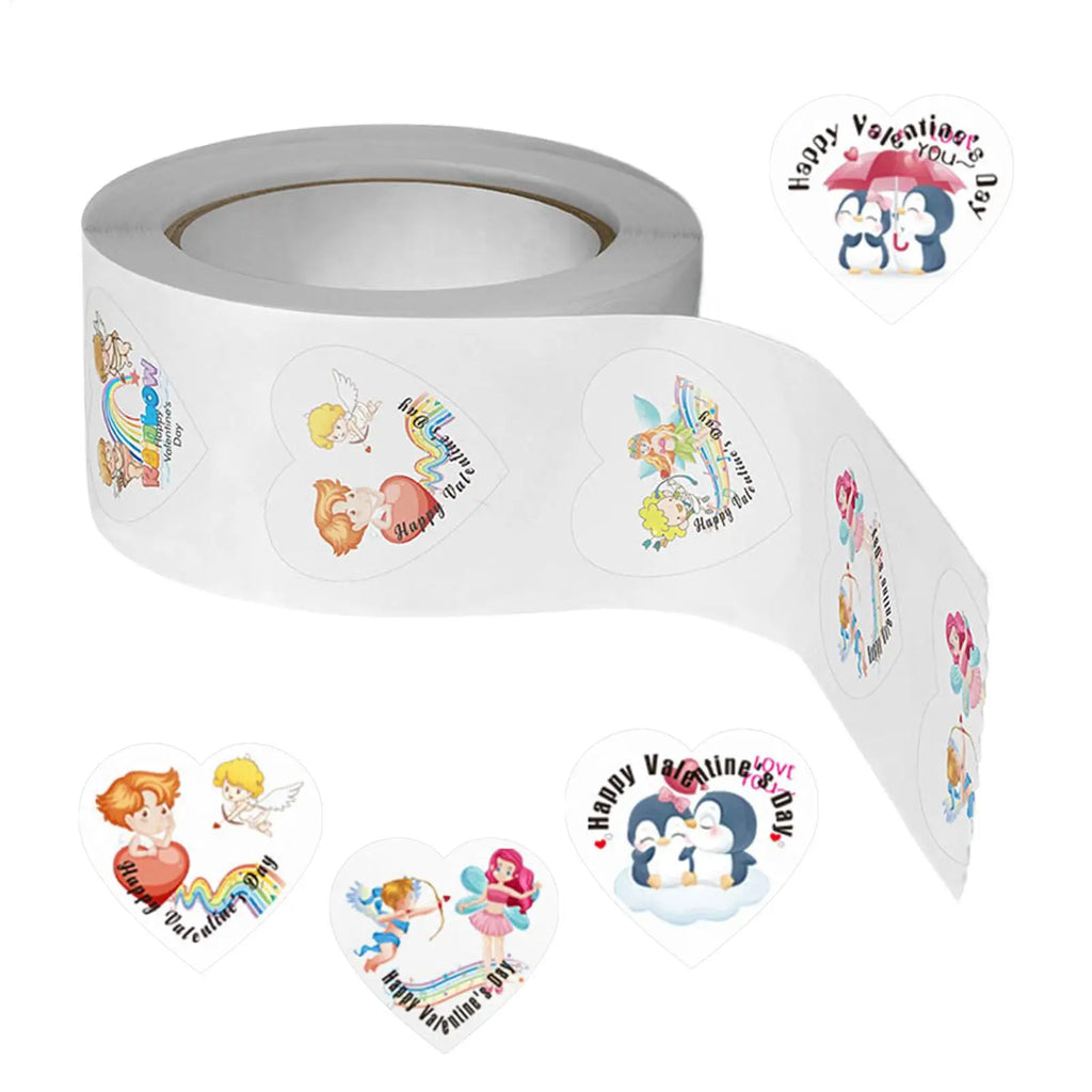 500pcs Heart Shape Stickers Roll – Wedding & Party Labels Decorative Sticker Roll PLUSH