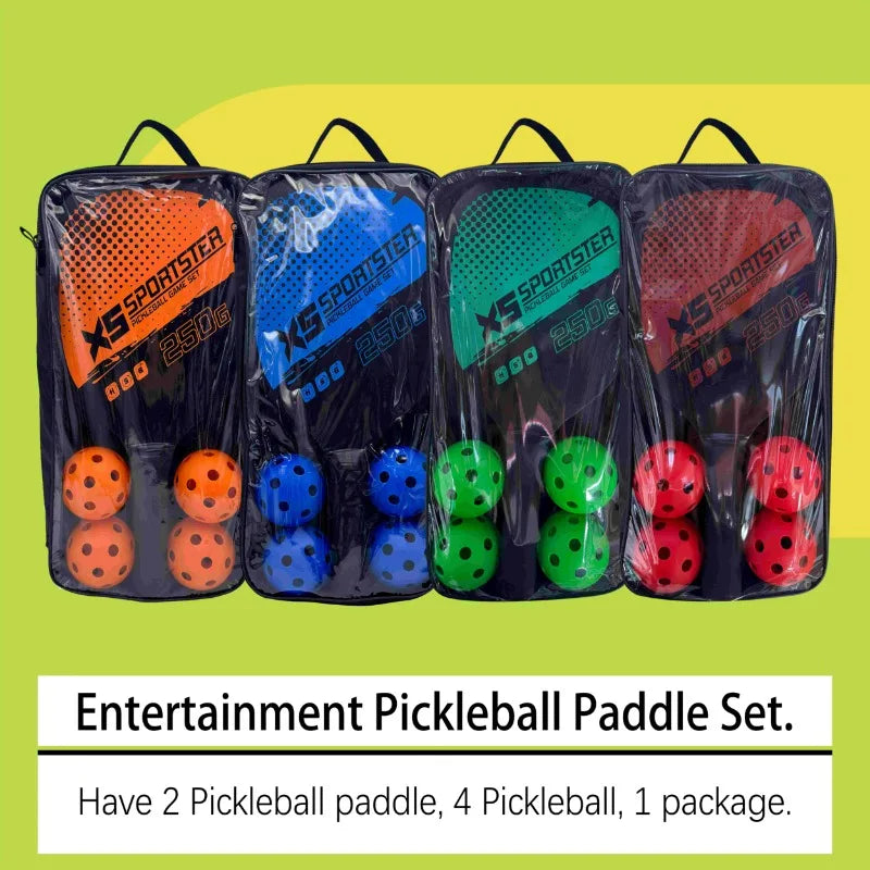 Pickleball Set 2 Paddles 4 Balls & Bag – Beginner Outdoor Kit Pickleball Set PLUSH