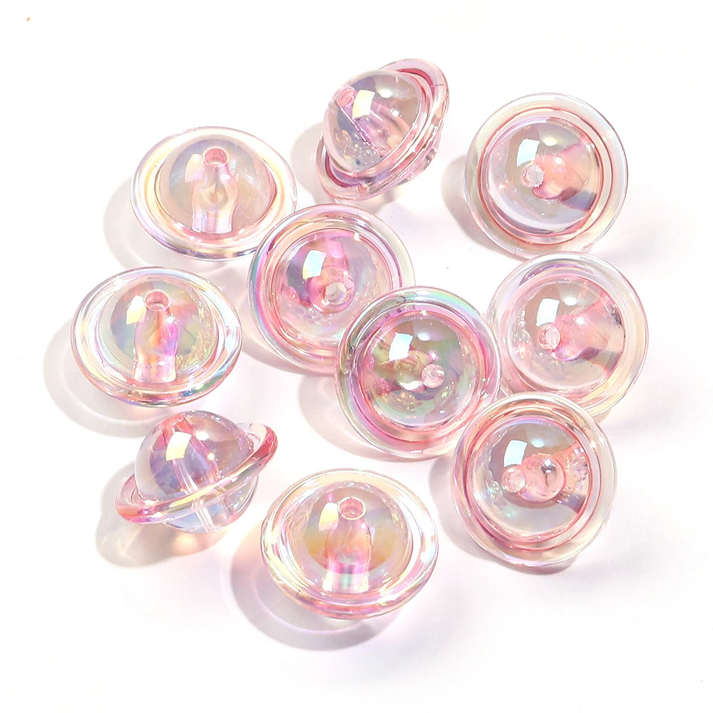 UFO Shape Color Plated Acrylic Spacer Beads 10pcs – DIY Jewelry Acrylic Spacer Beads PLUSH pink