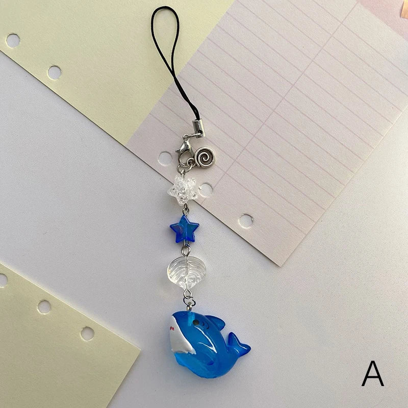Y2K Cartoon Shark Phone Strap – Ocean Animal Lanyard Keychain Phone Strap Keychain PLUSH style 1