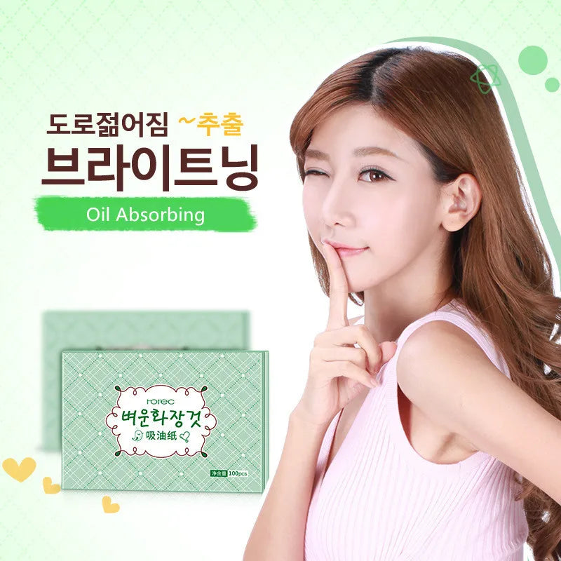 100pcs Green Tea Oil Blotting Sheets – Face Oil Control Facial Blotting Sheets PLUSH