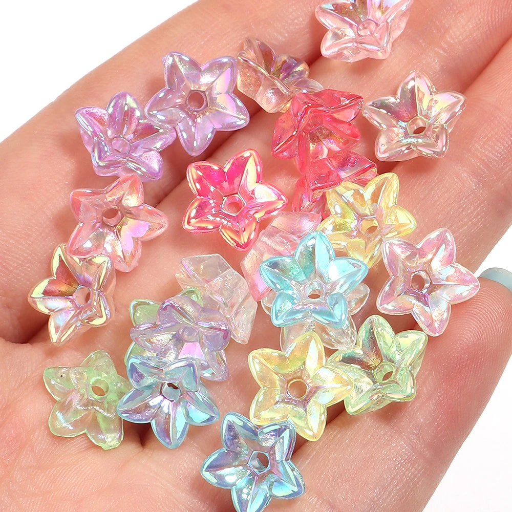 50pcs Flower Petal Acrylic Spacer Beads – DIY Jewelry Making Acrylic Spacer Beads PLUSH