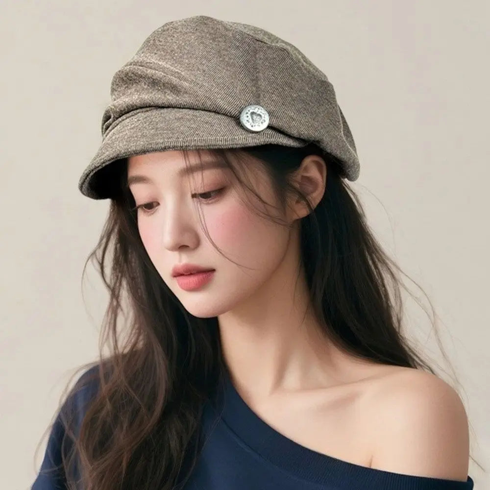 Women's Solid Color Newsboy Beret Octagonal Hat | All Seasons Newsboy Beret Hat PLUSH