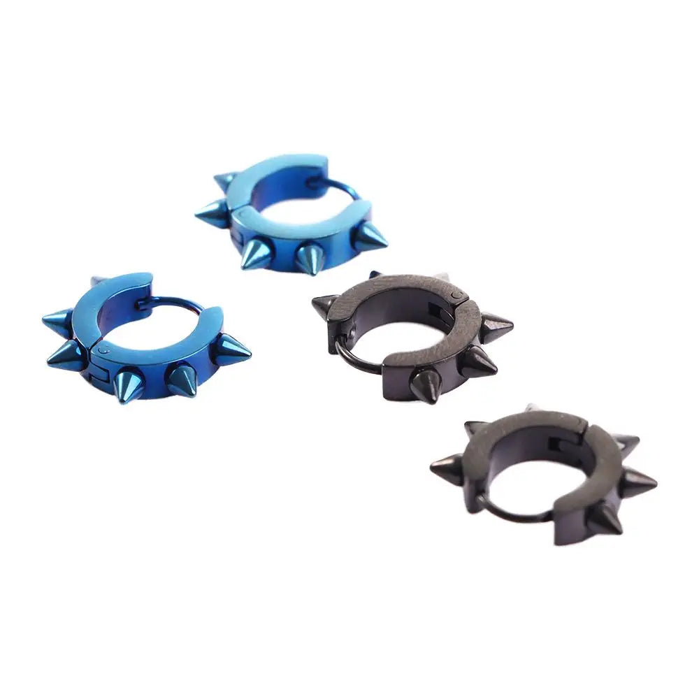 Punk Gothic Geometric Rivet Hoop & Stud Earrings – Black Hoop Stud Earrings PLUSH