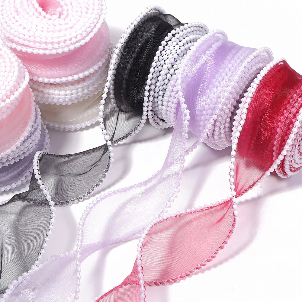 5 Yards Pearl Edge Wave Organza Ribbon – DIY Weddings & Crafts Craft Ribbon Trim PLUSH