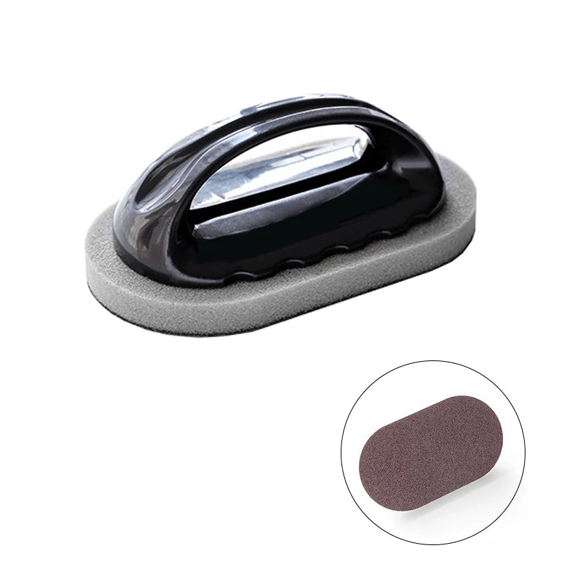 Emery Sponge Brush with Handle – Reusable Kitchen Scrubber Kitchen Cleaning Brush PLUSH Brown