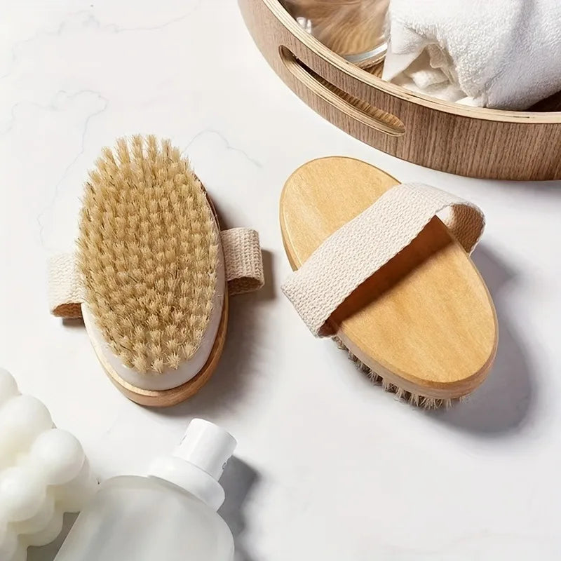 Natural Bristle Body Spa Brush – Wet & Dry Bath Massager Bath Spa Brush PLUSH