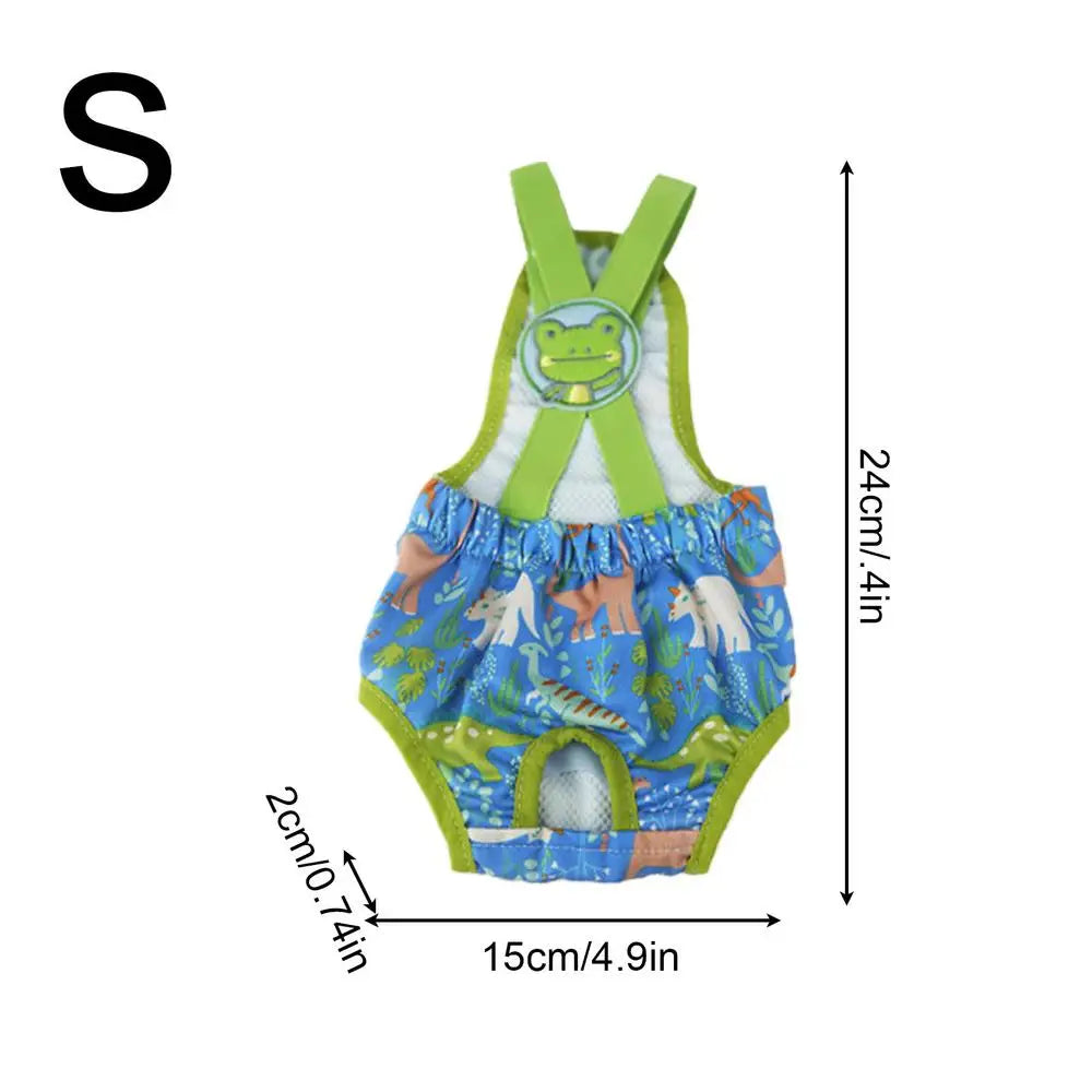Washable Cartoon Print Female Dog Diaper Sanitary Pants Dog Diaper Pants PLUSH Sky Blue