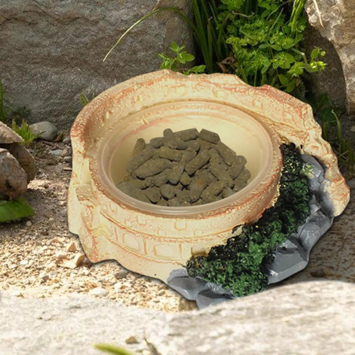 Tree Stump Reptile Feeding Dish & Water Bowl | Resin Terrarium Reptile Feeding Dish PLUSH