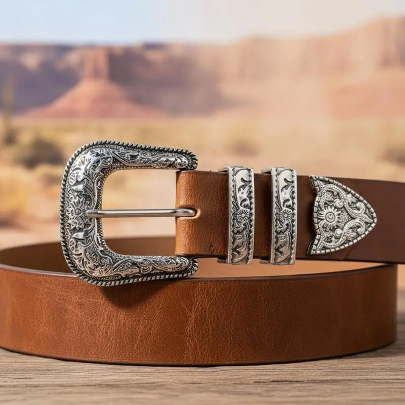 3-Piece Vintage Carved Pin Belt Buckle Set – DIY Leather Belt Belt Buckle Set PLUSH