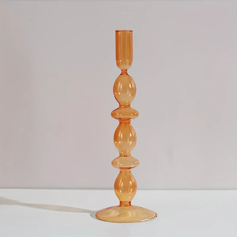 Nordic Glass Candle Holder & Vase – 2-in-1 Centerpiece Glass Candle Holder PLUSH Brown