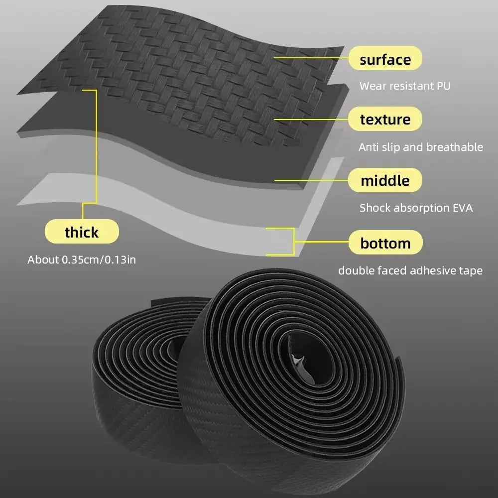Carbon Fiber Bicycle Bar Tape – Anti-Slip EVA Handlebar Wrap Bicycle Bar Tape PLUSH