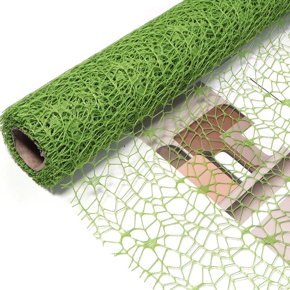 50m Korean Hollow Mesh Floral Wrapping Net Yarn Bouquet Roll Floral Wrapping Mesh PLUSH army green