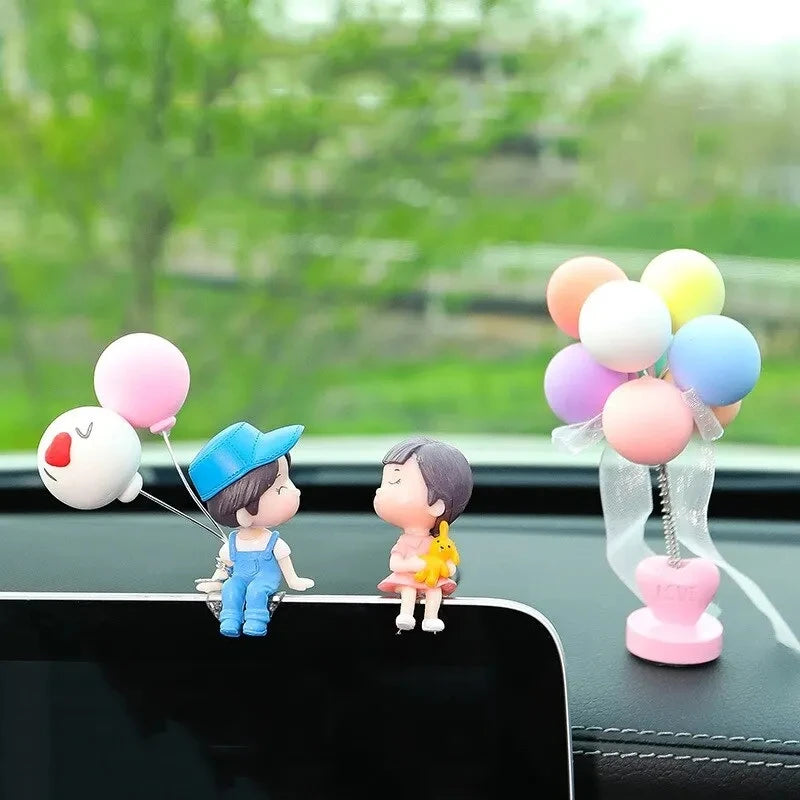 Couple Figurines with Balloons – Car Dashboard Decoration Dashboard Figurine PLUSH
