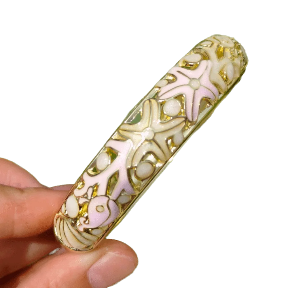 Starfish Cloisonné Enamel Bangle | Vintage Bohemian Women's Bracelet Enamel Bangle Bracelet PLUSH 10